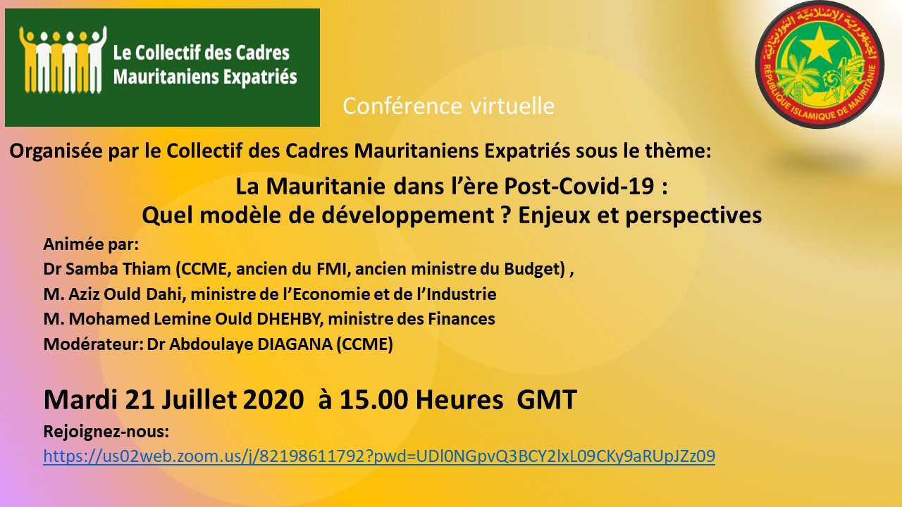Conférence virtuelle: la Mauritanie dans l’ère post-covid-19: quel modèle de développement ? enjeux et perspectives